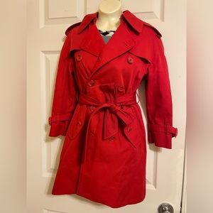 Red Burberry midi trench coat petite size 0